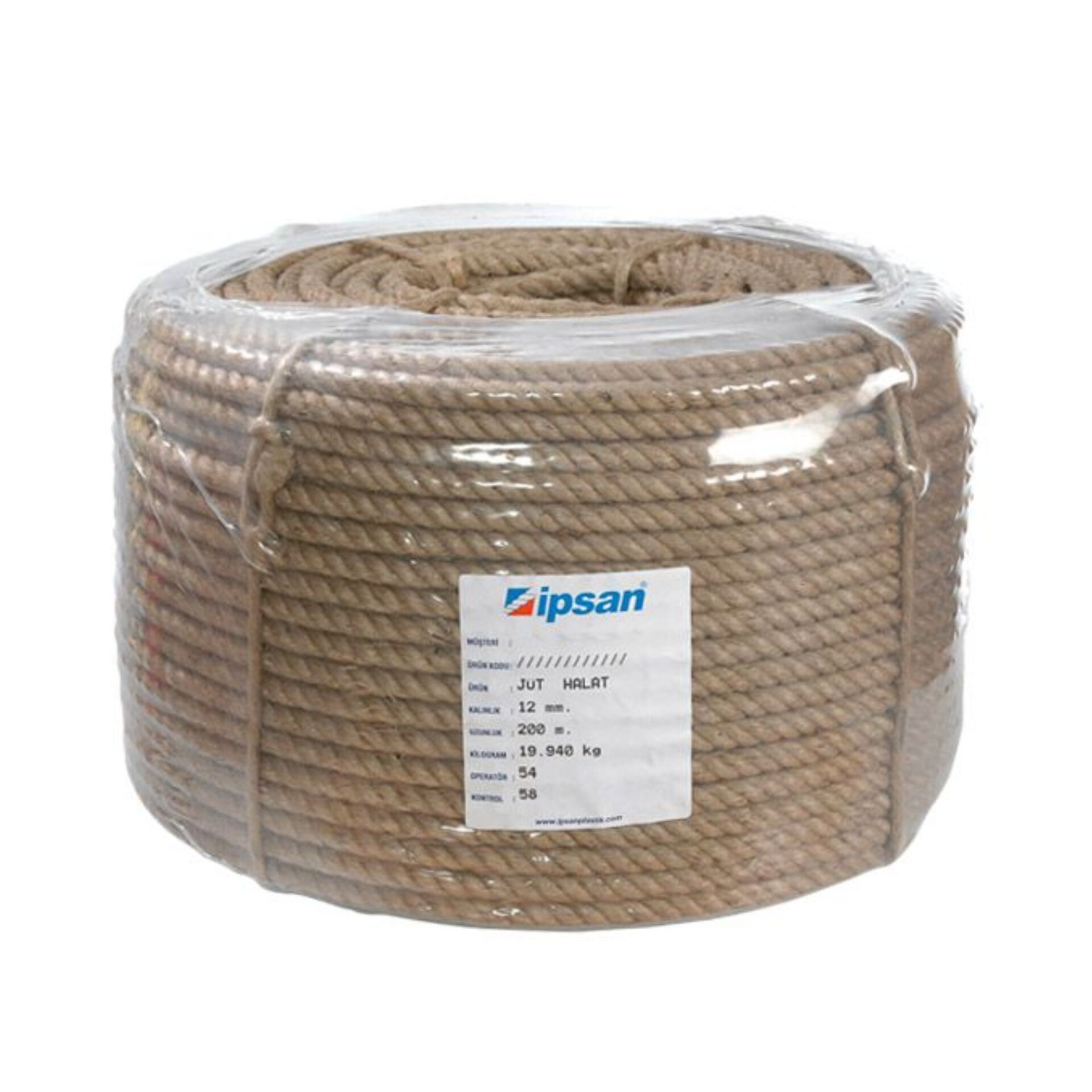 KENDİR HALAT(JÜT) 12 MM (1 TOP 200 MT) (MT 95 GR)