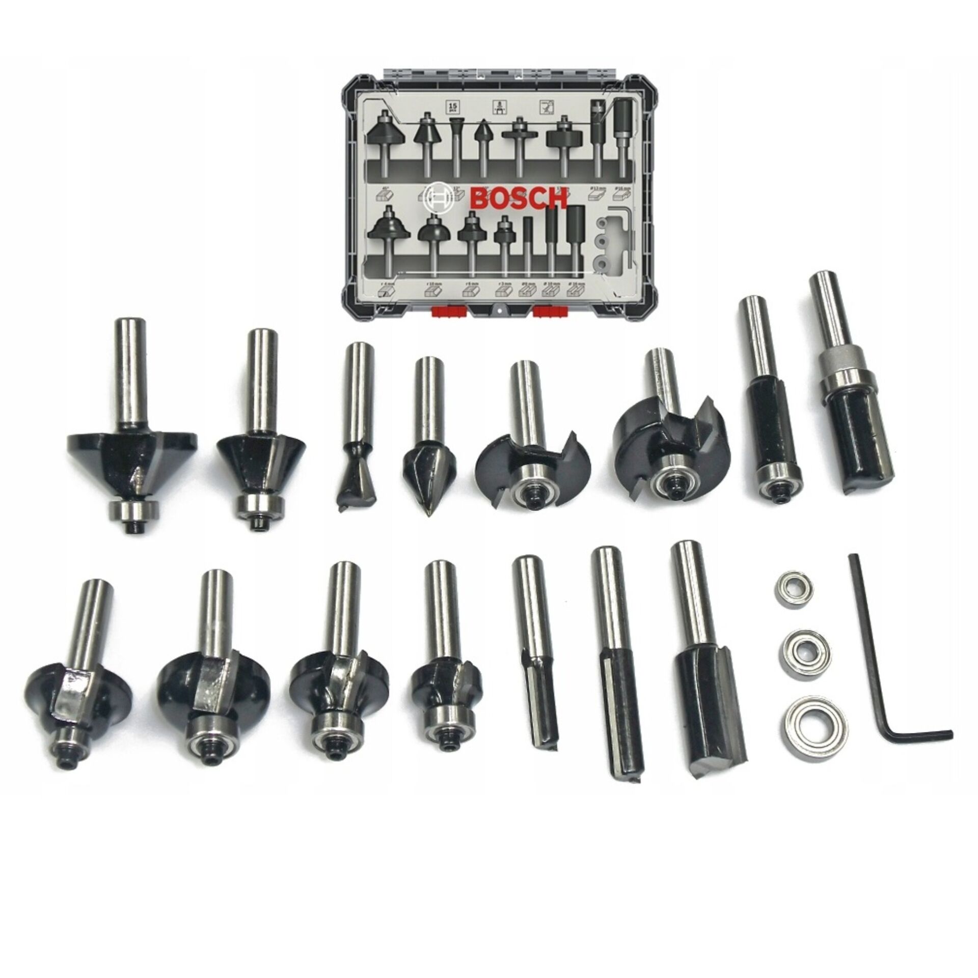 BOSCH AHŞAP FREZE BIÇAK SETİ 15 Lİ 6 MM 2607017471