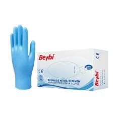 BEYBİ MAVİ PUDRASIZ NİTRİL MUAYENE ELDİVENİ L