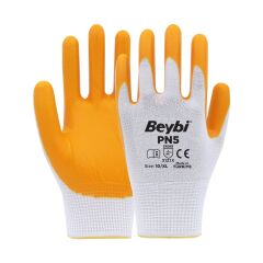 BEYBİ PN5 NAYLON NİTRİL ELDİVEN SARI NO: 10
