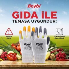 BEYBİ PN5 NAYLON NİTRİL ELDİVEN SARI NO: 10