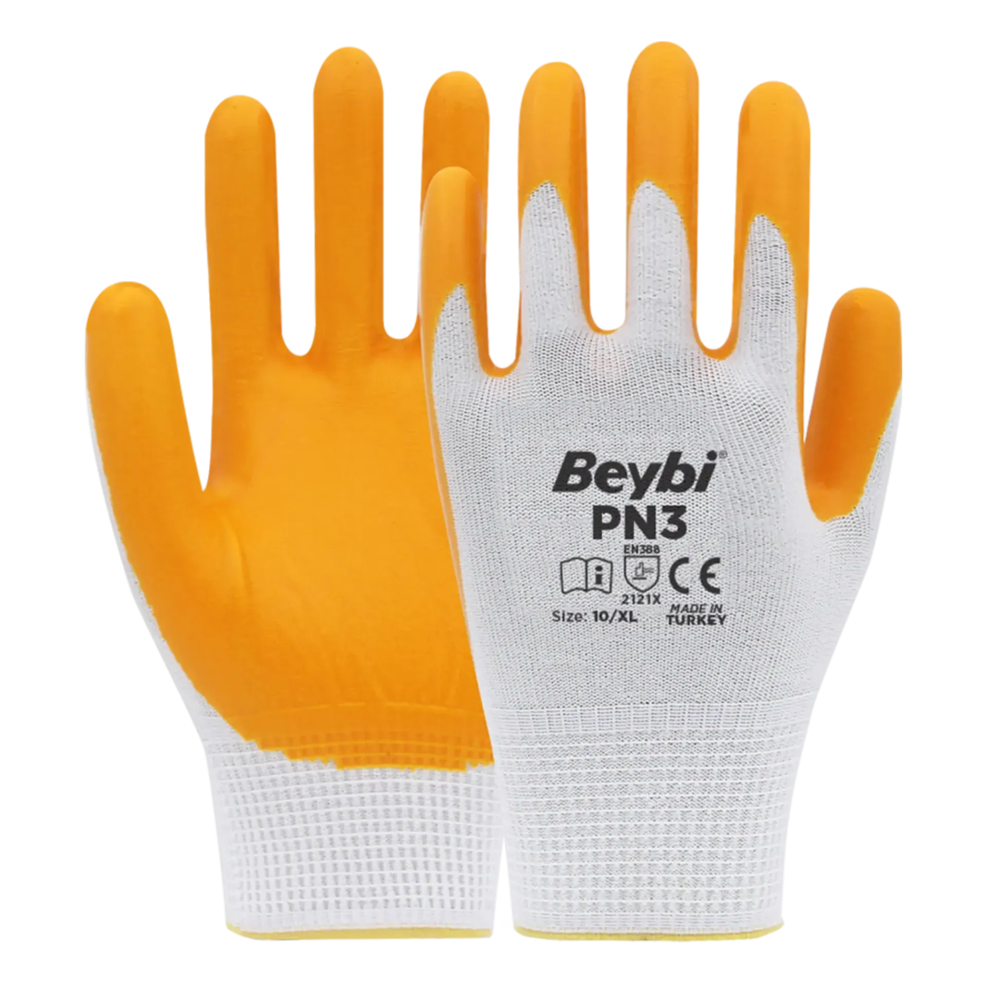 BEYBİ PN3 NAYLON NİTRİL ELDİVEN SARI NO: 10