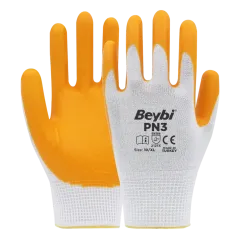 BEYBİ PN3 NAYLON NİTRİL ELDİVEN SARI NO: 9