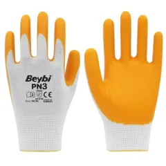 BEYBİ PN3 NAYLON NİTRİL ELDİVEN SARI NO: 9