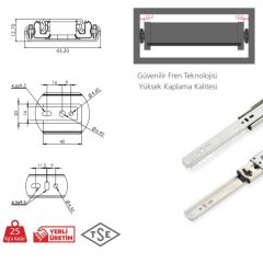 CANEX TELESKOPİK BİLYALI RAY FRENLİ 43x45 CM