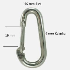 BAŞ ZİNCİR KARABİNA YAYLI 6 MM