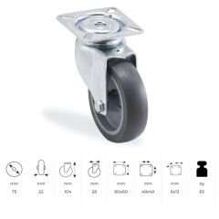 KAMA SERVİS TEKERİ GRİ DÖNER 75 MM (MTB075)
