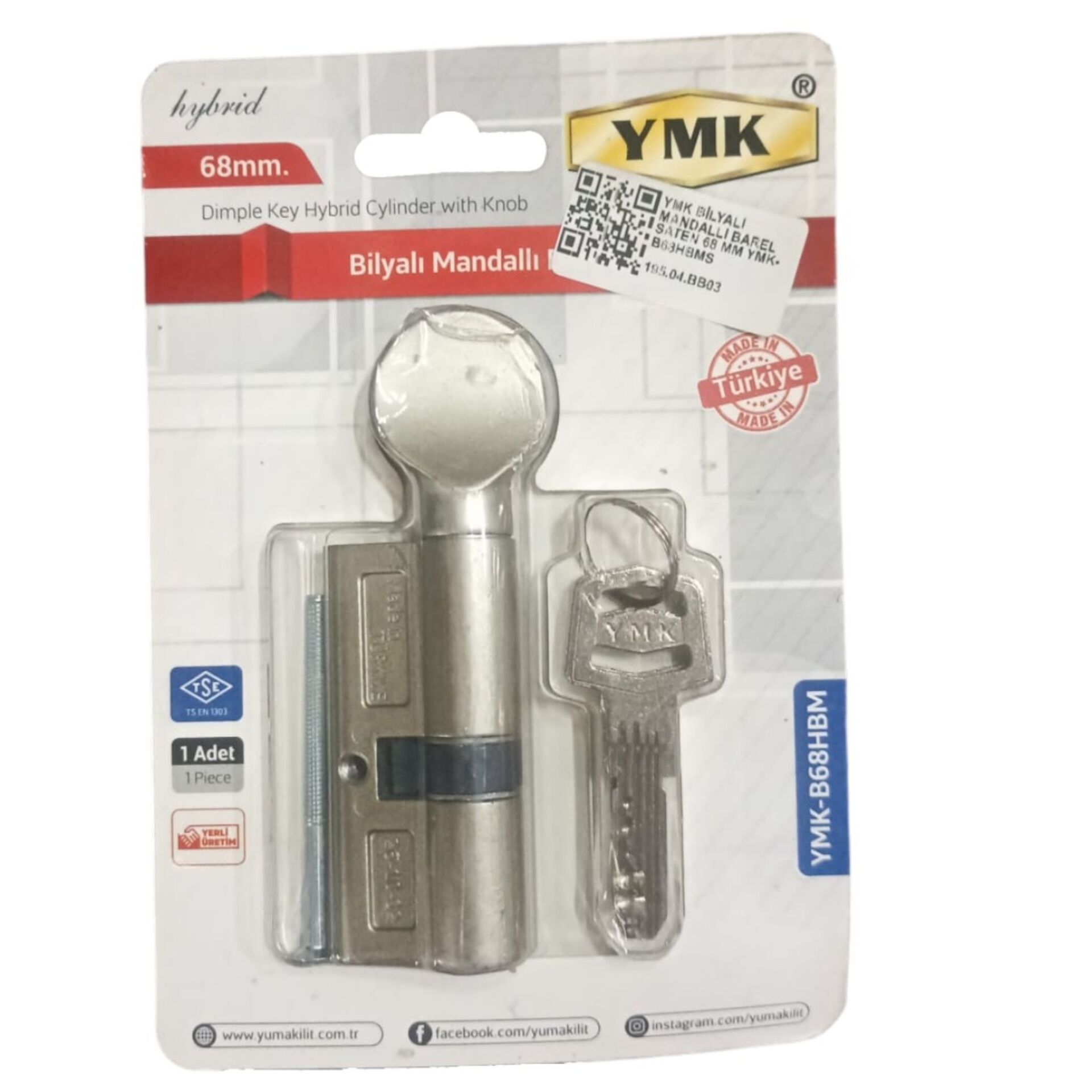 YMK BİLYALI MANDALLI BAREL SATEN 68 MM YMK-B68HBMS