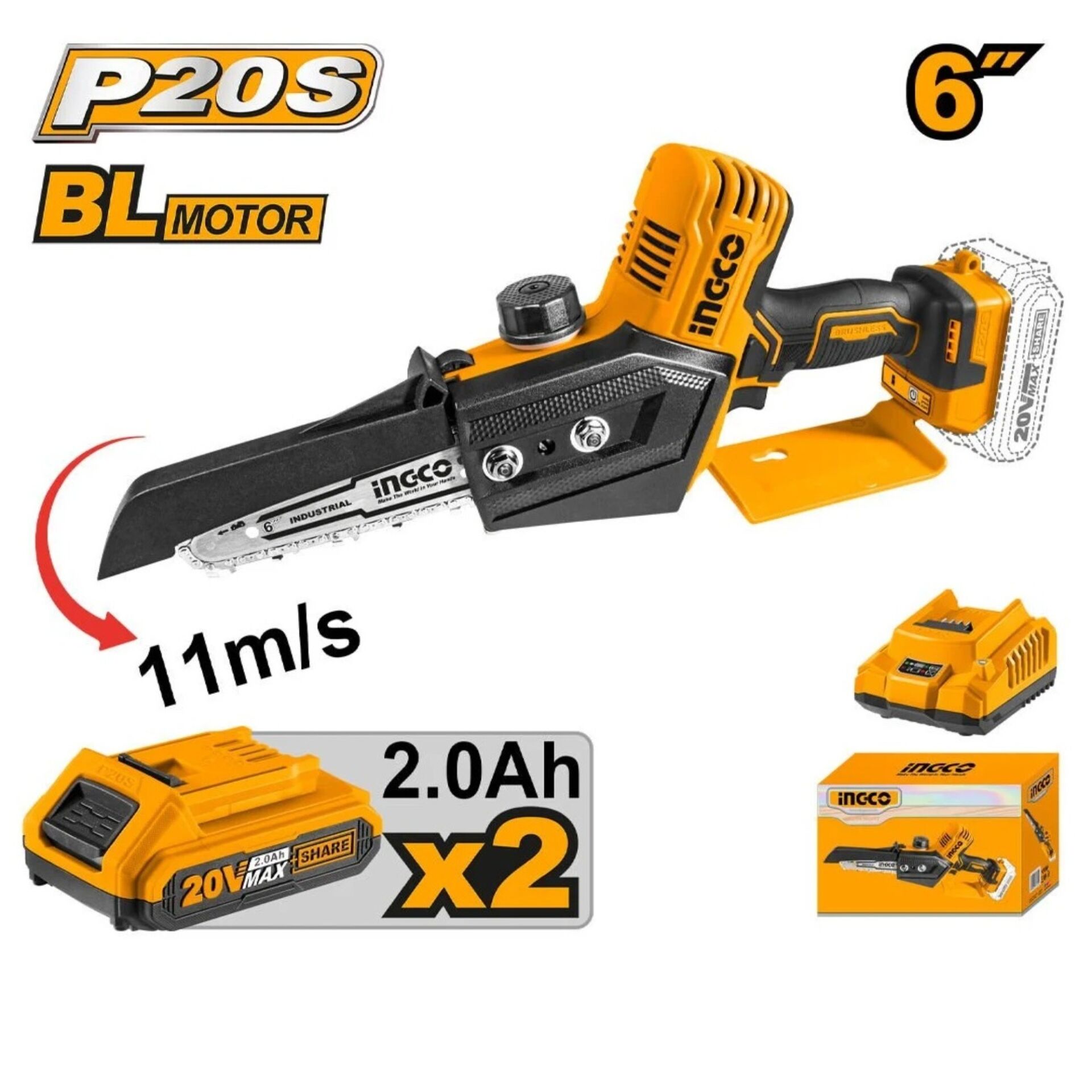 İNGCO CGSLI20682 Lİ-İON AKÜLÜ DAL KESME 20V