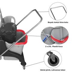NOSSA ÇİFT KOVALI TEMİZLİK SETİ PLASTİK CKS3225